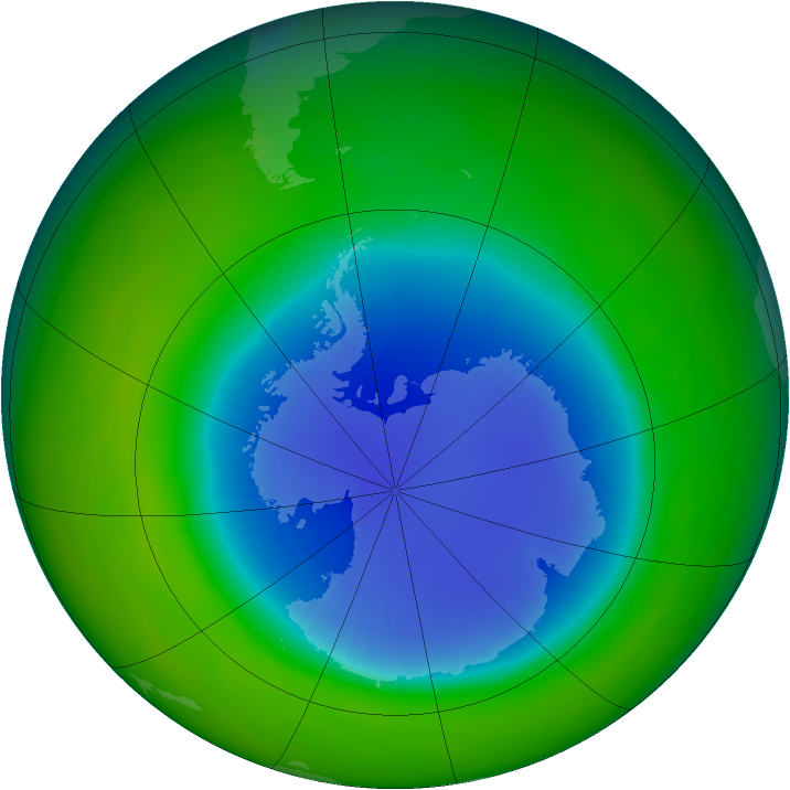 Antarctic ozone map for September 1985